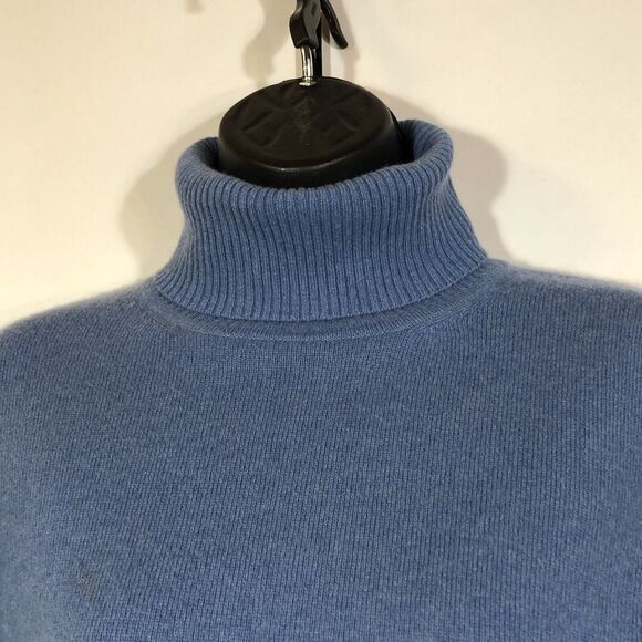 CULLEN Blue 100% Cashmere Sweater Turtleneck Light Pastel Women’s Medium Preppy - Picture 5 of 10